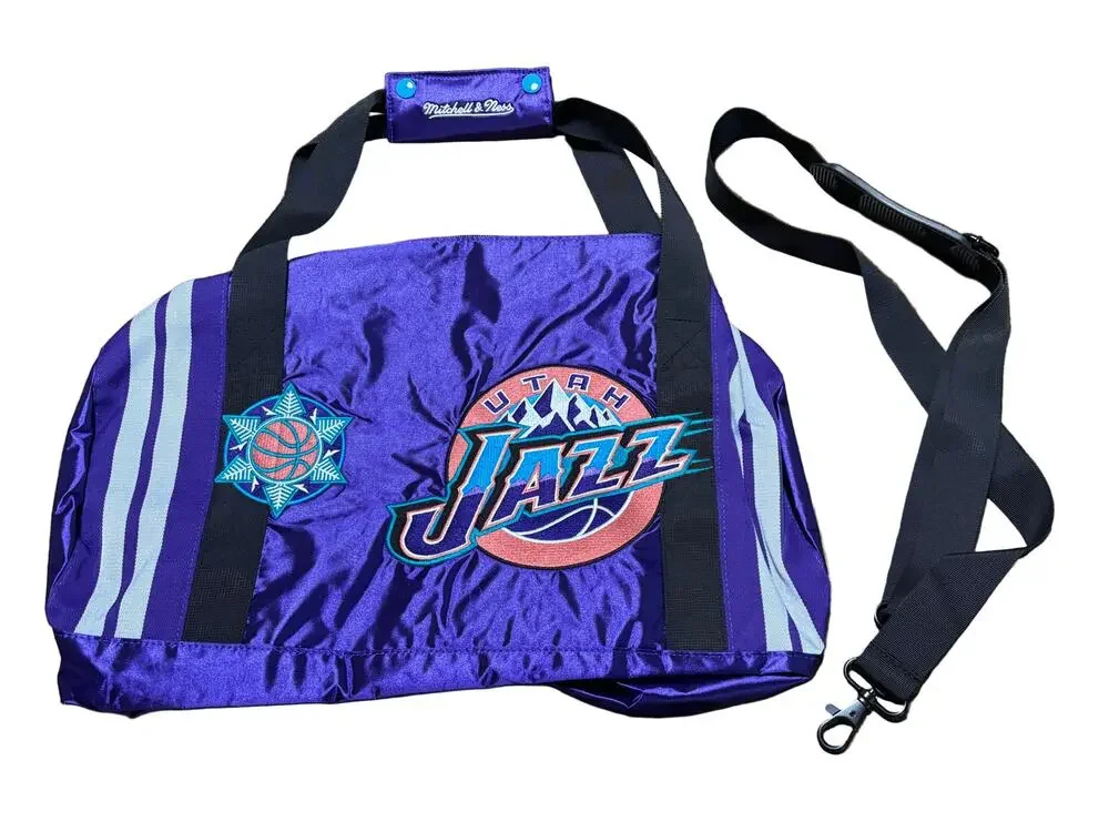 Utah Jazz Mitchell & Ness Hardwood Classic Big Face Team Duffle Bag Pack New